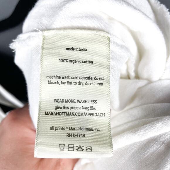 Mara Hoffman Augusta Midi Dress White Tiered Belted Long Sleeve Gauzy Sz M - Picture 13 of 13